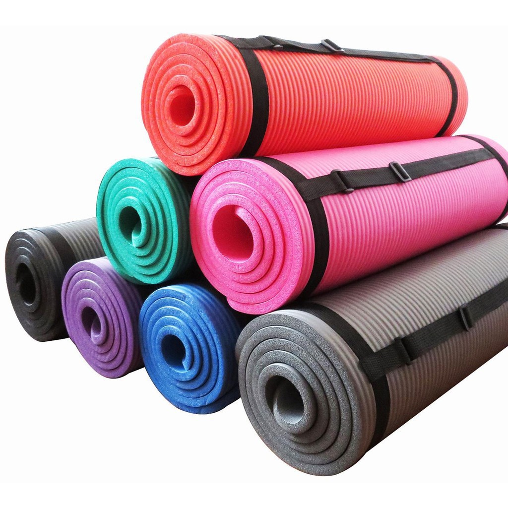 10mm Extra Thick Excercise Yoga Mat with Carrying Strap