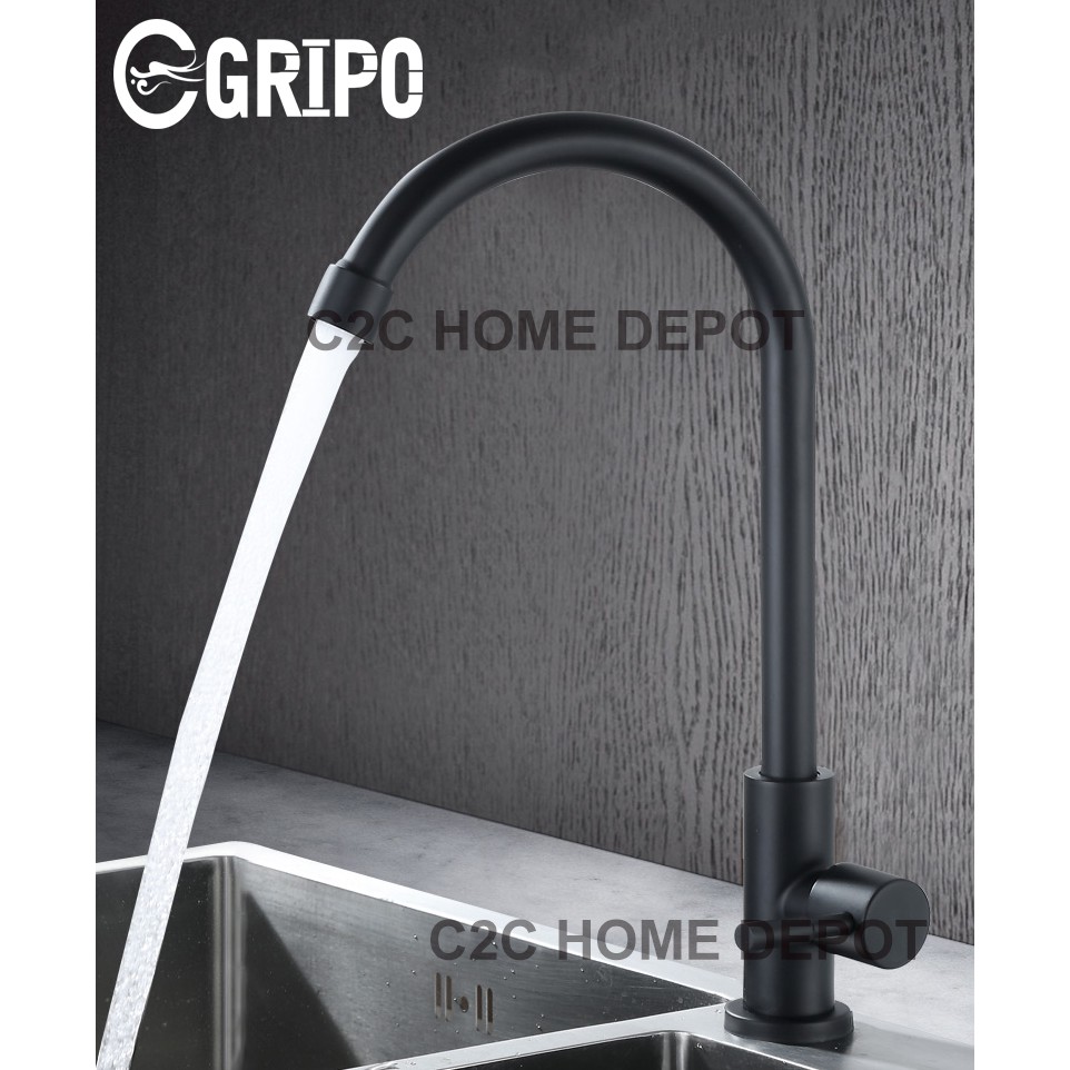 GRIPO SUS304 stainless kitchen faucet (black) GP191GVS | Shopee Philippines