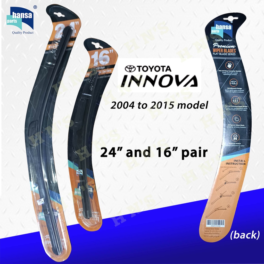 Toyota Innova ( 2004 2015 ) Wiper Blade Set / Pair by Hansa Aerotwin