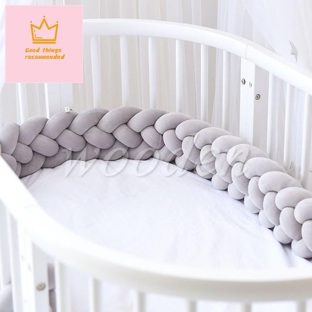 1M/2M/3M Length Newborn Baby Bed Bumper Pure Weaving Plush Knot Crib