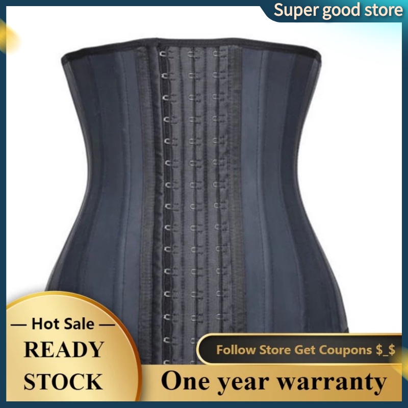 Waist Trainer 25 Steel Boned Row Latex Corset Regular Length Waist  Trimmer Body Shaper in Black