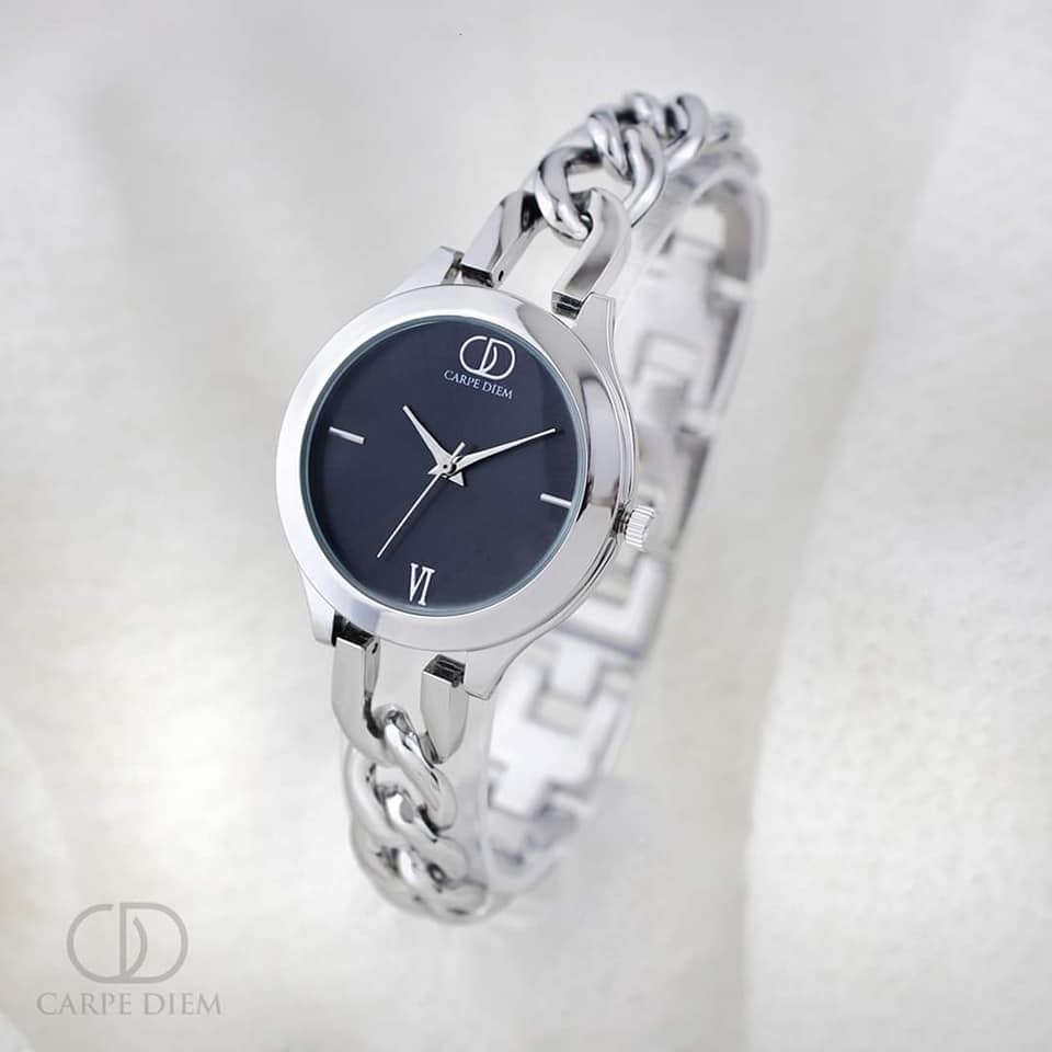 Women's silver watch 2025 with black face