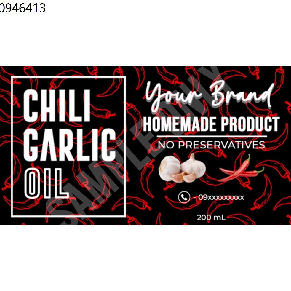 chili garlic oil CHILI GARLIC OIL Sticker Label for Your Business