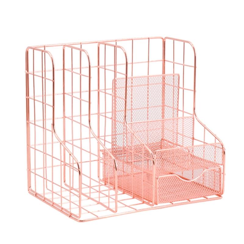 SEL Stylish Rose Gold Desk Organizer Hollow-out File Folder Desktop ...