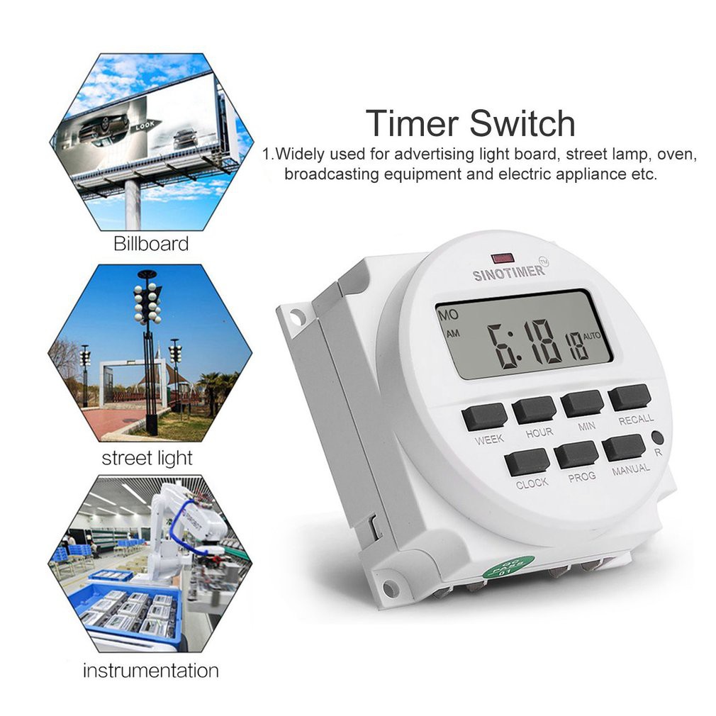 SINOTIMER 220V LCD Digital Programmable Control Power Timer Switch