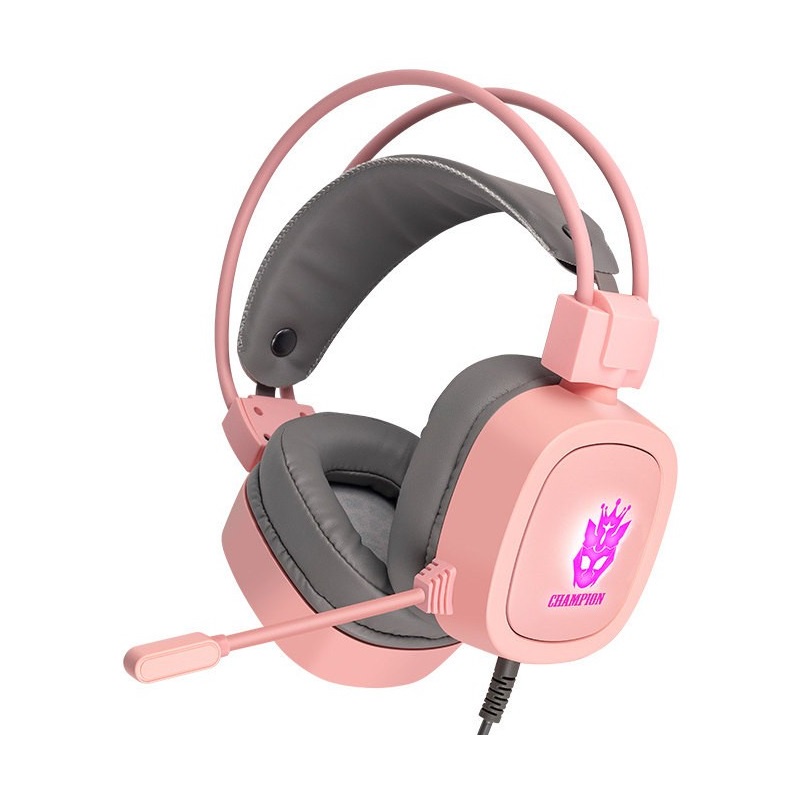 Pink Champion Headphone Led Gaming Headste Colorful 3 5mm Wired Game