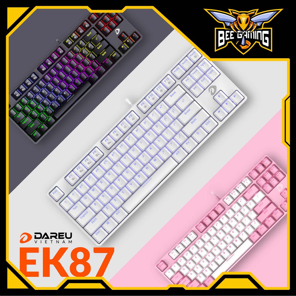 Dareu EK87 Black / PINK / White Swich RED Mechanical Gaming Keyboard ...
