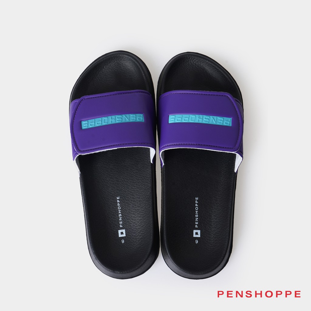 Penshoppe Velcro Slides Slippers For Men (Purple) | Shopee Philippines