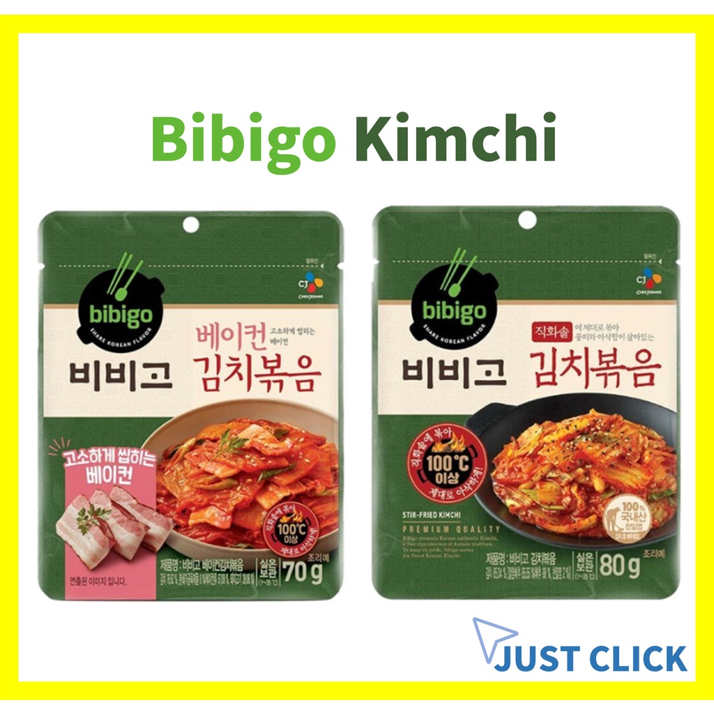 Bibigo Kimchi 2types [Stir Fry Kimchi 80g, Bacon Kimchi 70g] Korean ...