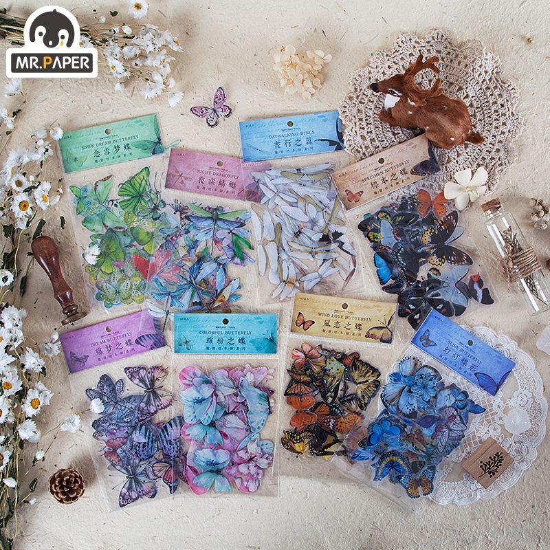 8 Designs 40Pcs/lot Butterfly Deco Stickers Scrapbooking Bullet Journal ...