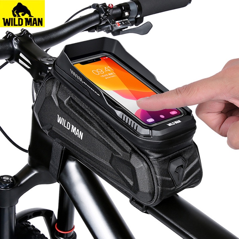 WILD MAN Waterproof Bicycle Bag Front Bike Bag Touch Screen Bike Top Tube  Bag Hard Shell MTB Bag Cycling Accessories