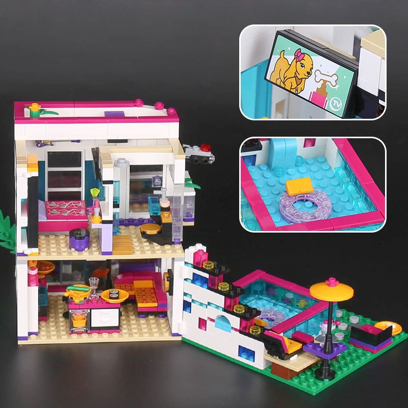 598Pcs Lego Friends Girl Villa Star Livi s House Building