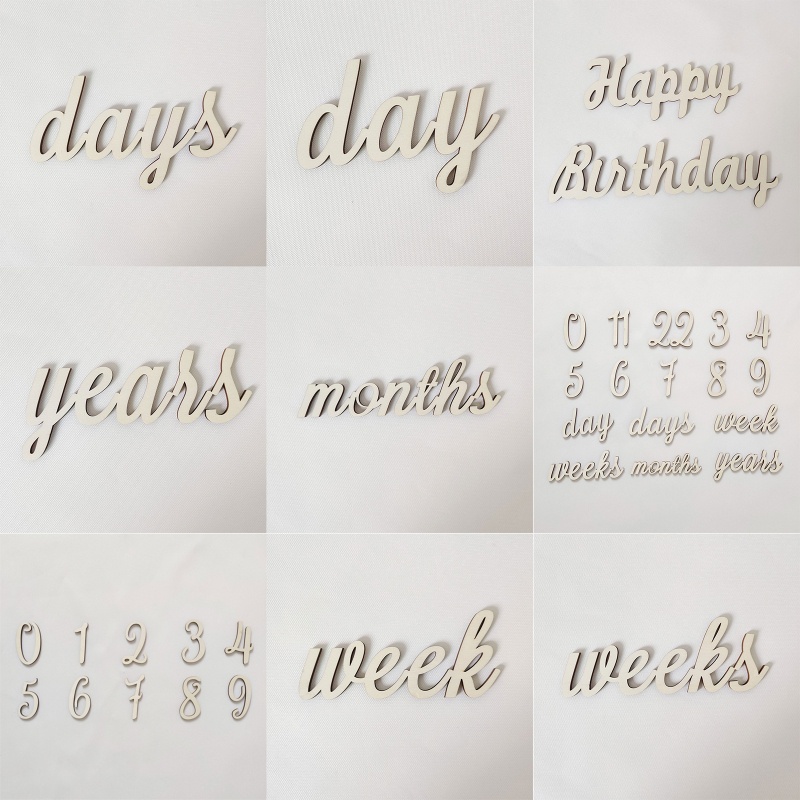 Newborn Wood Chip Card Photography Props Set Number Letters Date Props ...