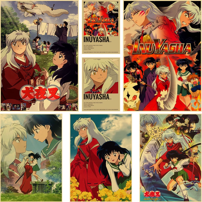 Classic Inuyasha Japanese Anime Poster Retro Kraft Paper Prints Wall