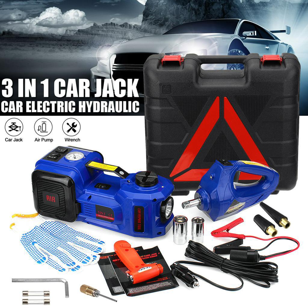 3 in 1 Car Jack 12v 5T Electric Hydraulic Floor Jack Tire Inflator Pump