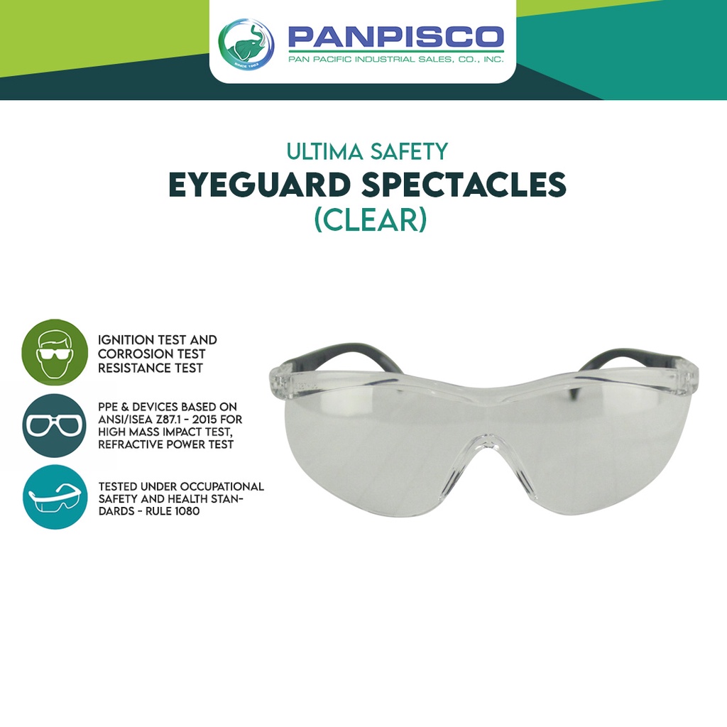 Panpisco Ultima Safety Eyeguard Spectacles (Clear/Smoke) Shopee