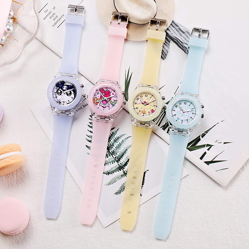 Sanrio Kuromi Watch Cinnamoroll Melody Luminous Pom Pom Purin Kuromi ...