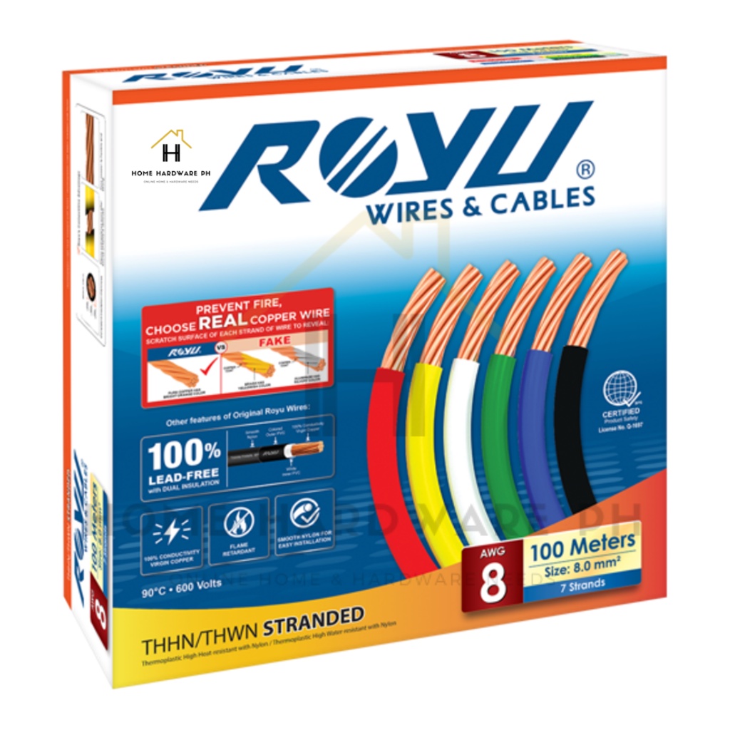 ROYU THHN WIRE #8 (8.0mm2) x100m | Shopee Philippines