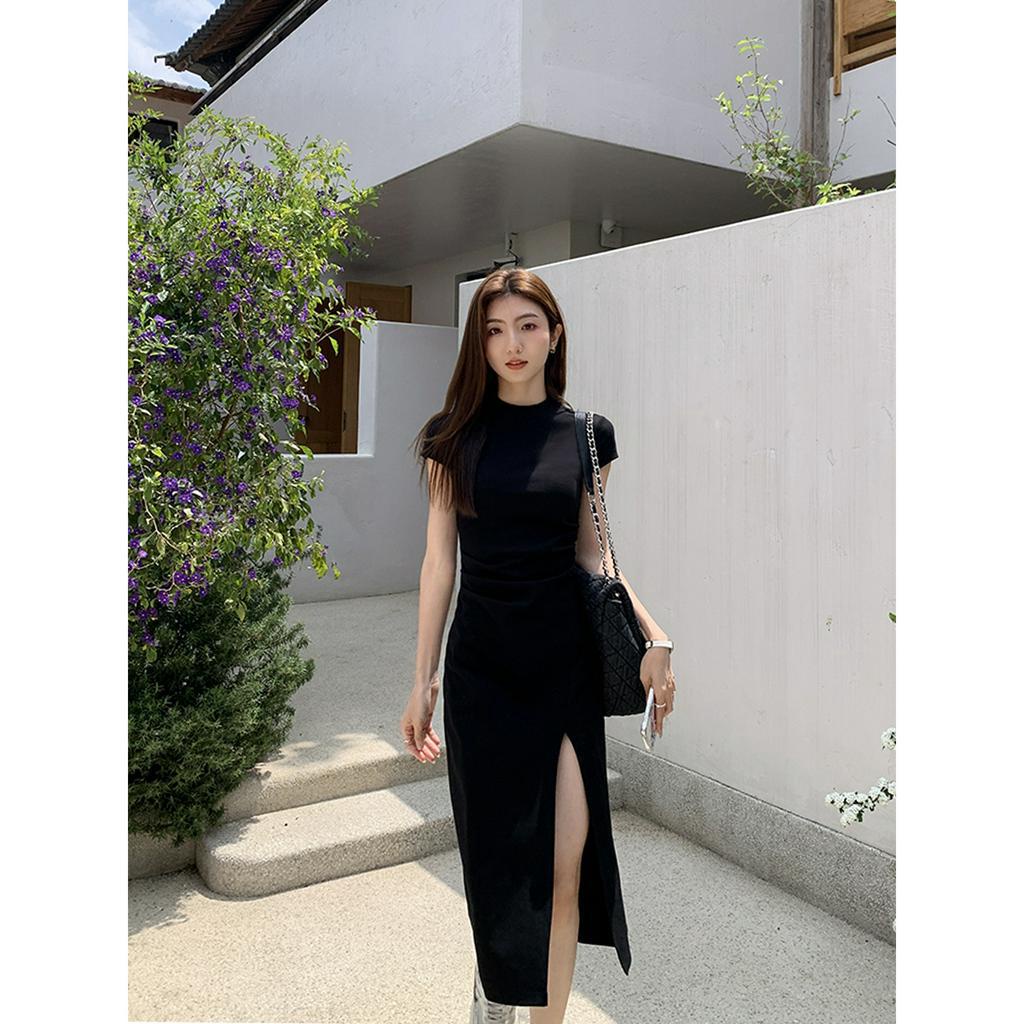 belline embroidered chiffon midi dress Black Crepe One Shoulder Fitted Evening Gown With Bow