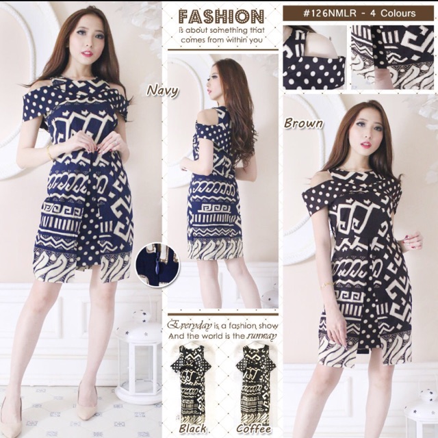 Modern Sabrina batik Dress Code 126NMLR | Shopee Philippines