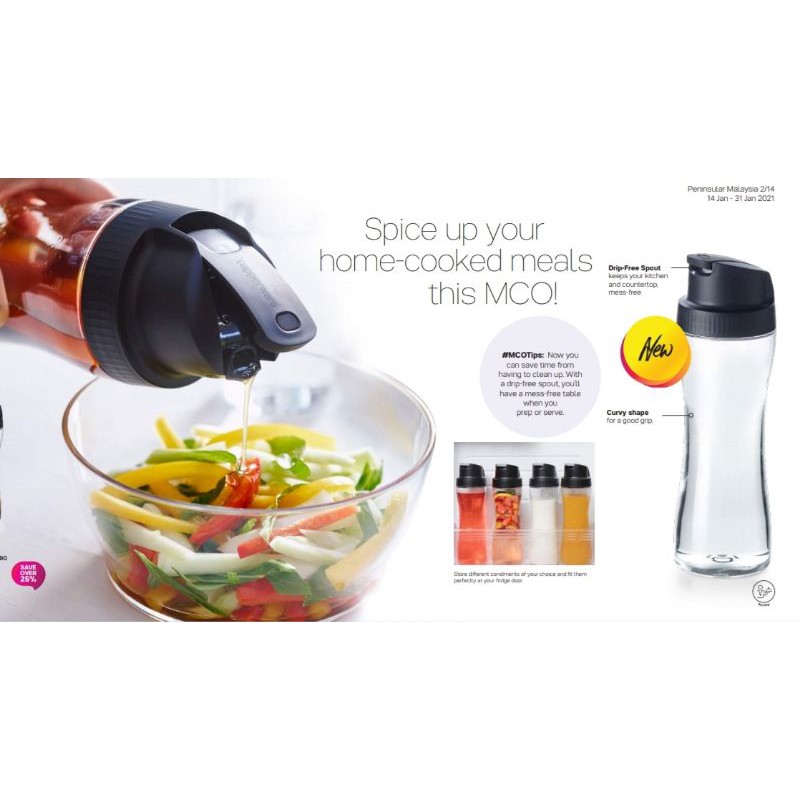 Tupperware Smart Pourer 770ml Oil transparent container / Bekas Minyak ...
