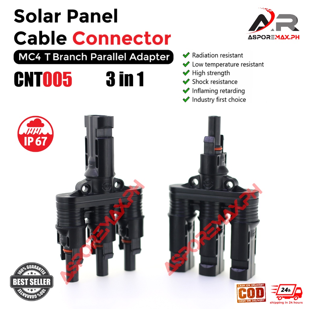 Solar Panel Cable connector MC4 3 in 1 T Branch Parallel Solar PV ...