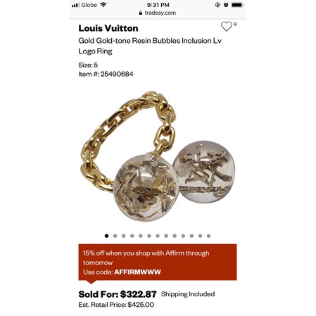 Louis Vuitton Bubbles Inclusion Ring - Size 4.5