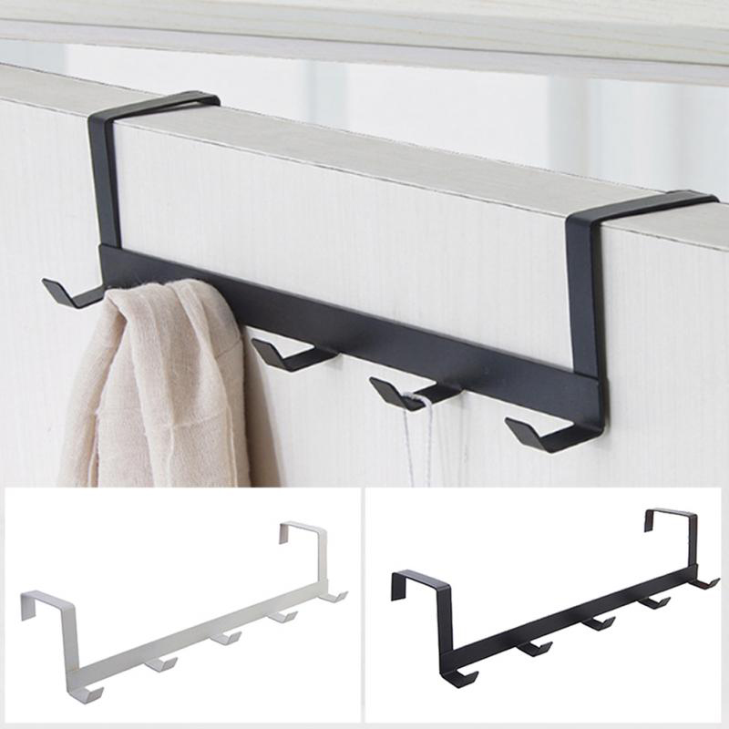 Door Coat Rack 2cm Thickness Frame Door Hook Coat Rack Hanging Door Hook  for Bedroom Kitchen Bathroom Door (Black,5 Hooks)