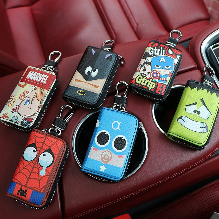 Superheros Captain America Batman Car Key Bag Cartoon Marvel Car Key ...