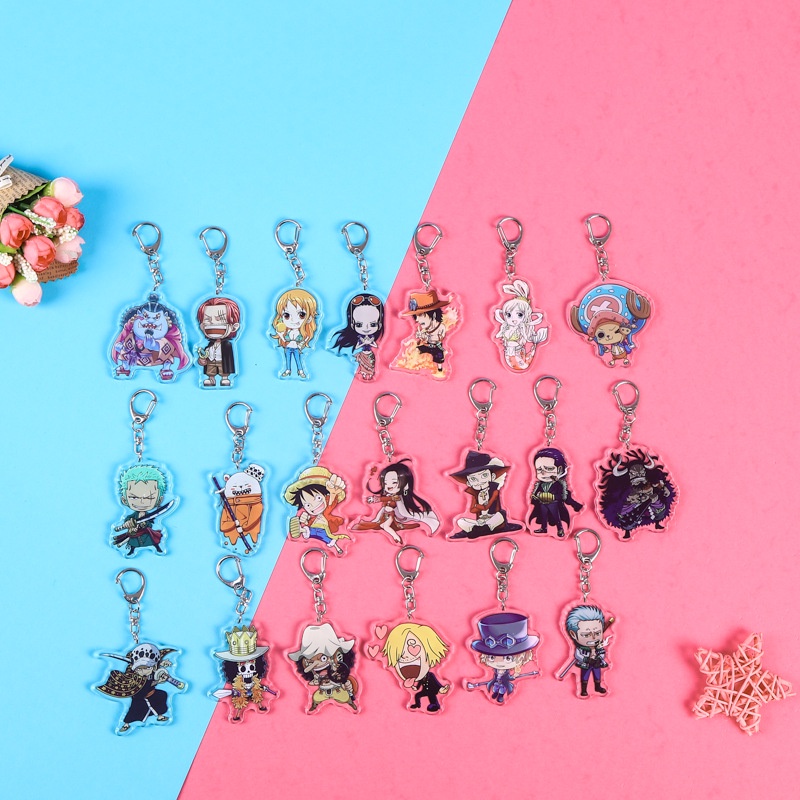 Acrylic One Piece Keychains Anime Double Sided Zoro Luffy Tony Chopper ...