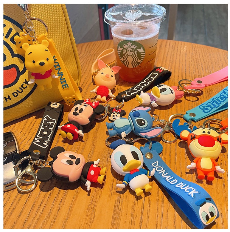 Fashion Cartoon Keychain Stitch Bag Pendant Mickey and Minnie Key chain ...