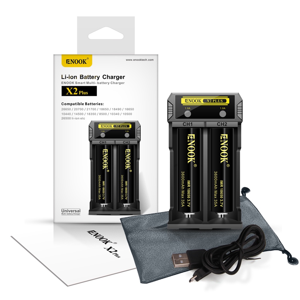 Enook x2 plus Fast Current Charger for 18650 26650 21700 Battery ...