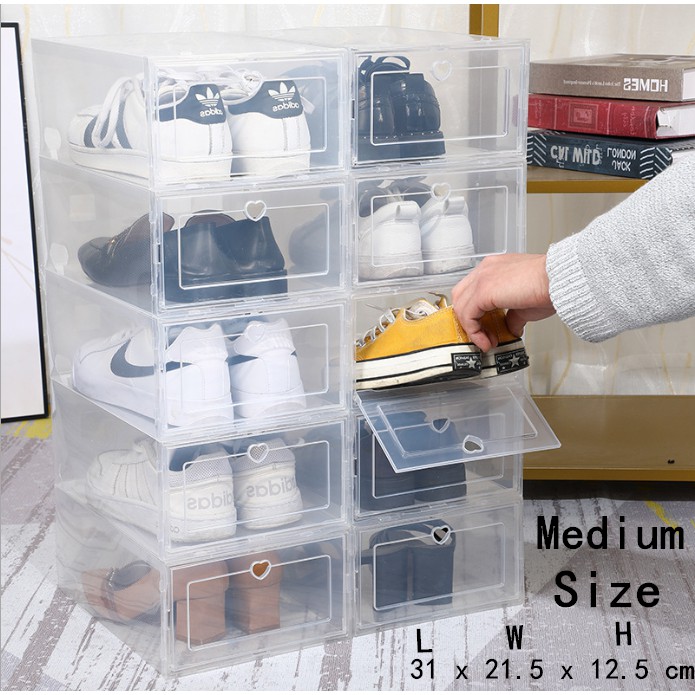 COD 12PCS SHOE BOX Transparent Clear Plastic ShoeBox Storage