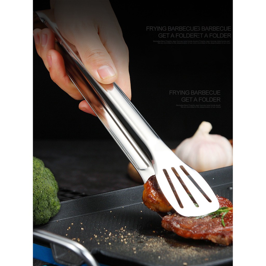 Stainless Steel Kitchen Cooking Tongs BBQ Clip Salad Bread Food Clamp ...