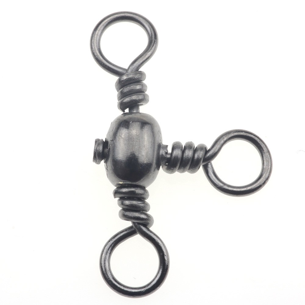 Luengo 100-Pack Three-Way Triple Barrel Swivels - Cross-Line Fishing Connector