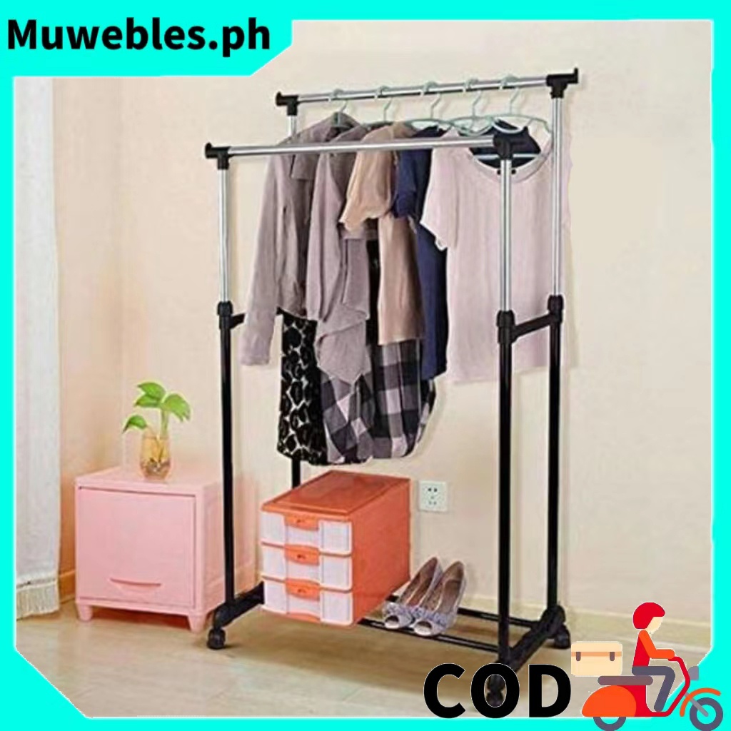 COD Double Pole Clothes Rack For Clothes Organizing Sampayan Double Pole Stand Sampayan