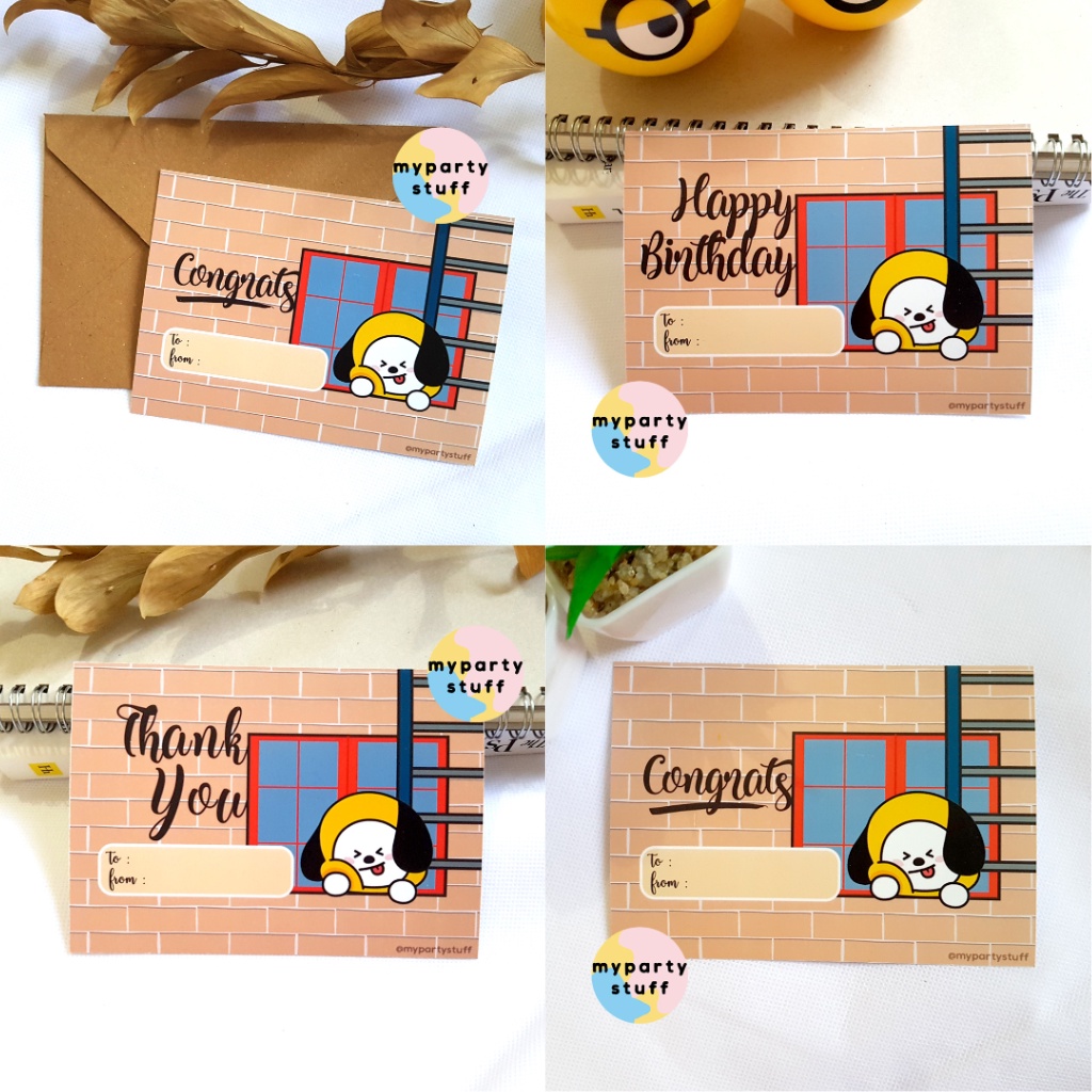 Bt21 Greeting Card Greeting Card A6 - Chimmy Home Happy Birthday Thank ...