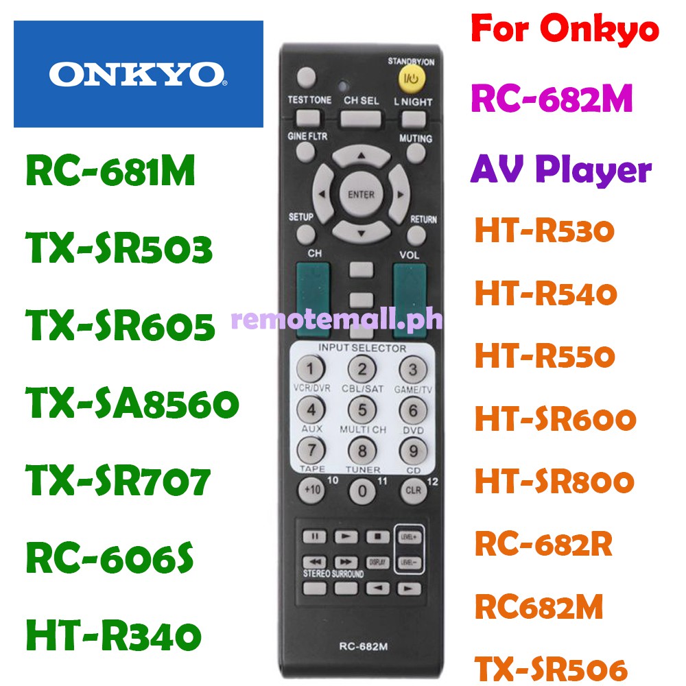 For Onkyo RC-682M AV Player Remote Control RC-682R RC682M TX-SR506 RC ...