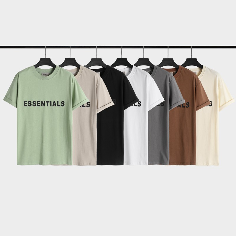 FEAR OF GOD FOG ESSENTIALS Print Short Sleeve T-Shirt Black White Apricot  Gray Camel Green Brown tshirt Men Women O-Neck