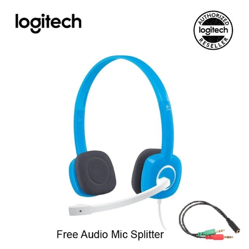 Logitech H150 Dual Jack PC Headset Blue Free Audio Mic Splitter Shopee Philippines