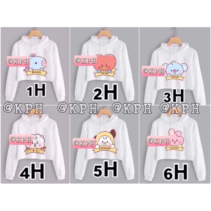 BT21 BTS ARMY CROP HOODIE JACKET TOP