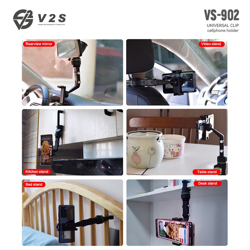 V2S VS-902 Universal CLIP 360 Degree Multifuntional Cellphone Holder ...
