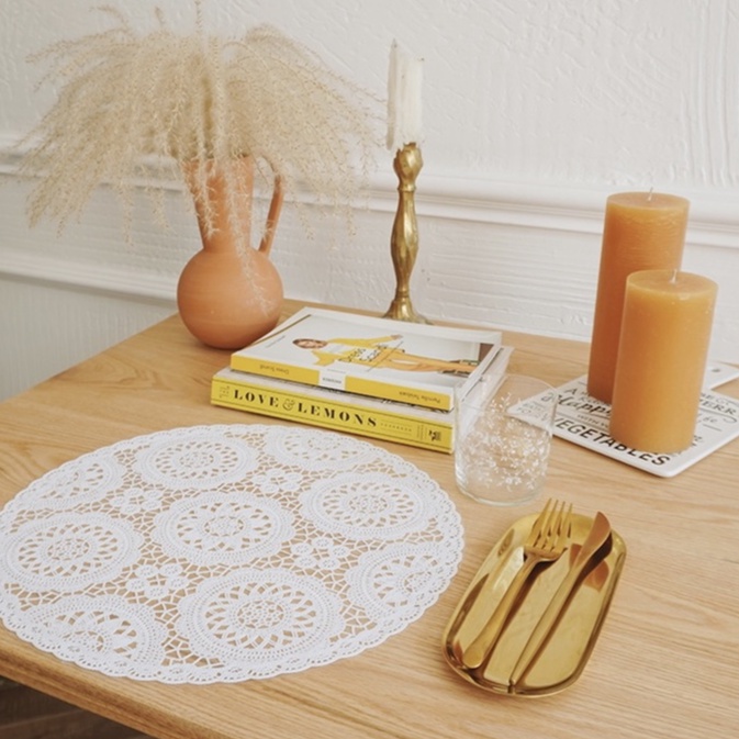 Lace PVC Waterproof Table Mat Round Western Food Mat Decoration Lamp Mat Placemat 38cm GreeN Shopee Philippines