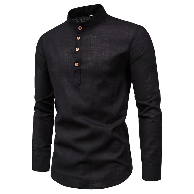 NP Men's Long Sleeves Premium Chinese Coller Casual Polo For Men plain ...