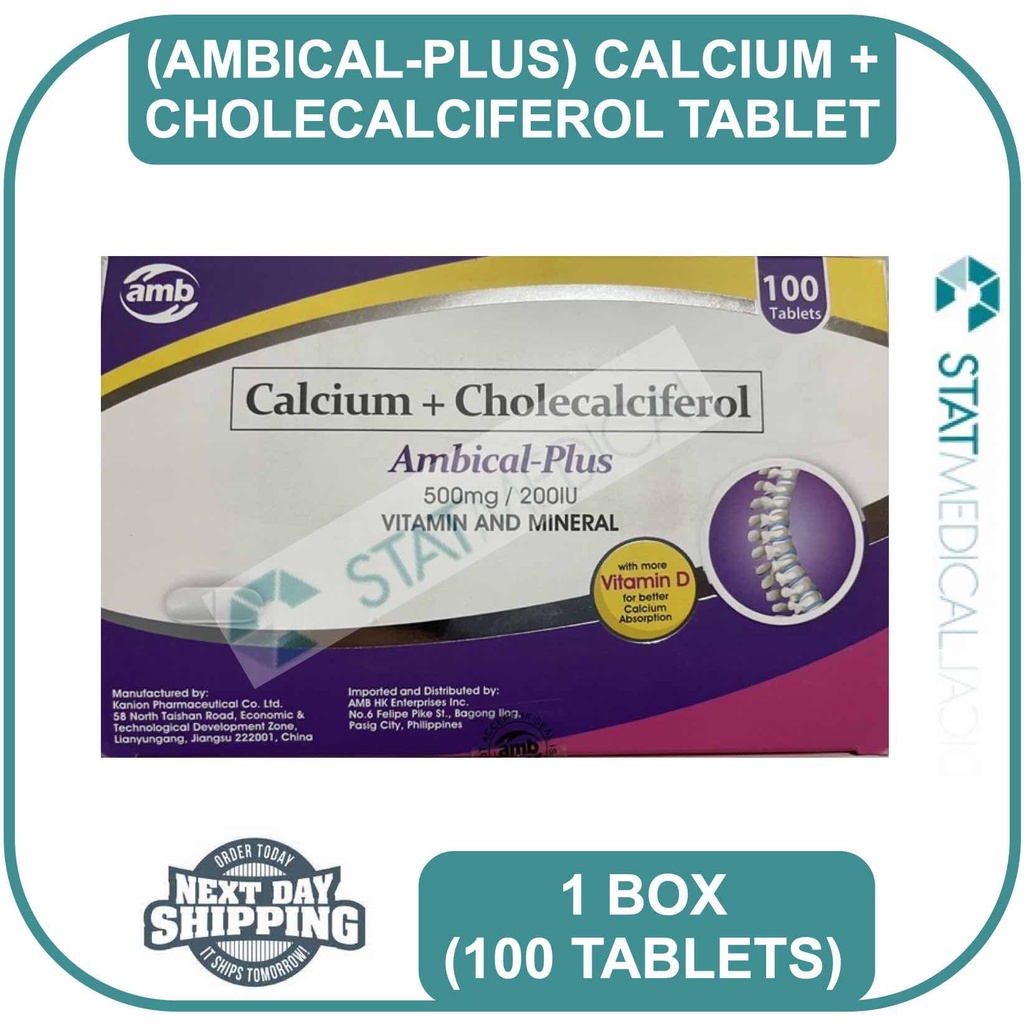 Calcium + Cholecalciferol AMBICAL PLUS Tablet 1 box [100 Tablets] EXP