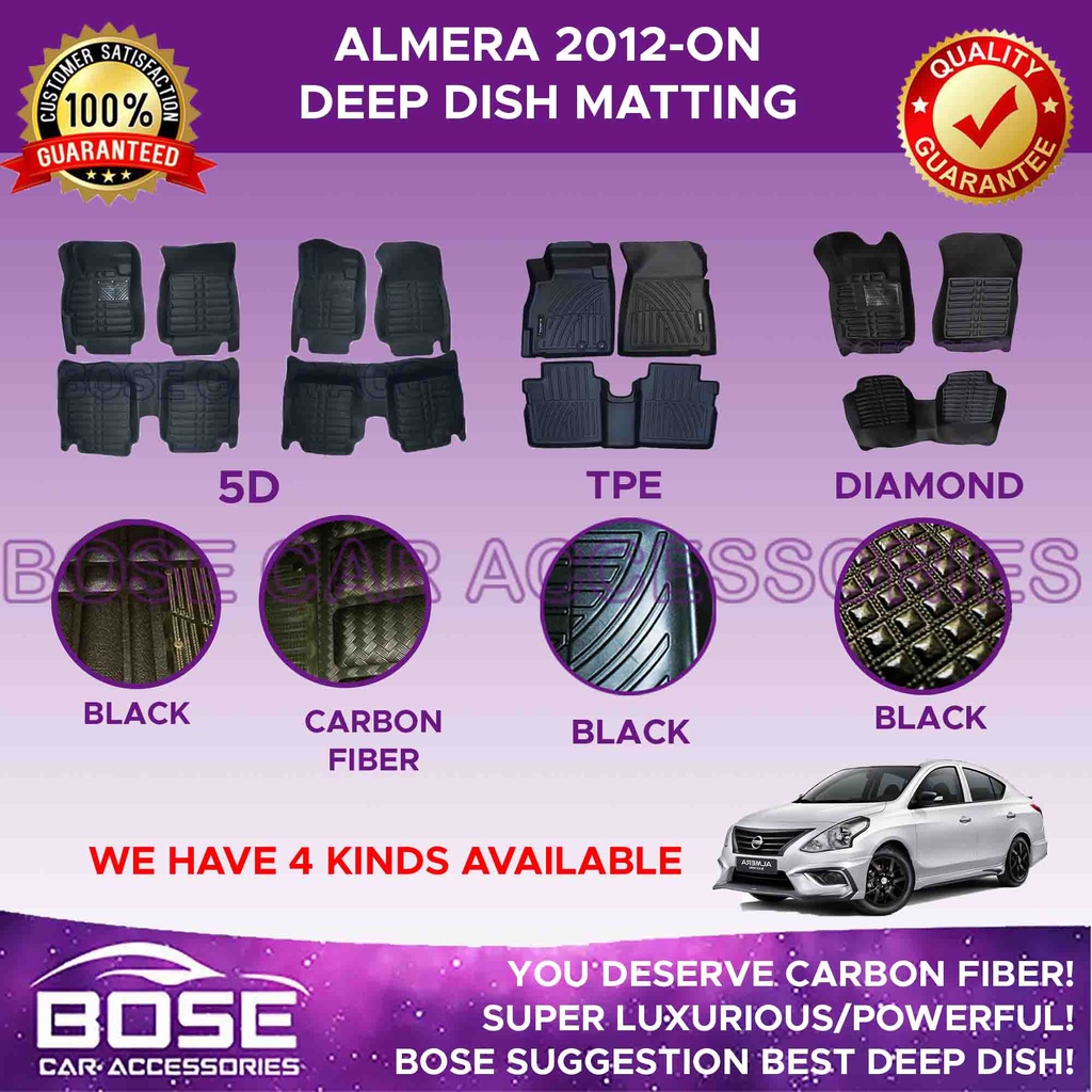 5D / 5D Carbon Fiber / TPE Deep Dish for Nissan Almera 2012 - 2023 Deep ...