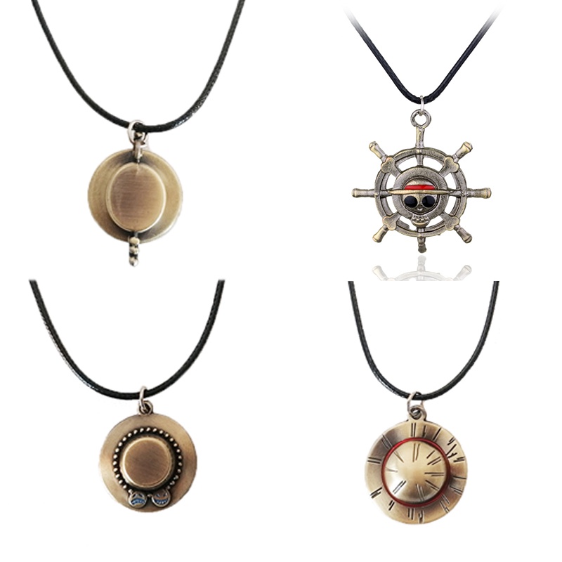 Anime One Piece Necklace Luffy Pirate Rudder Pendant Metal Necklace ...