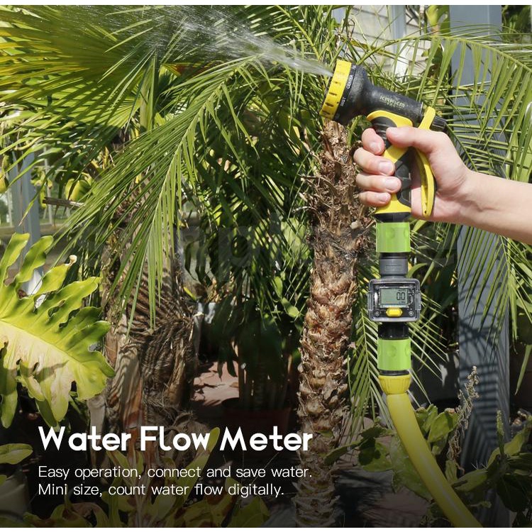 Water Flow Meter Digital Water Meter for Outdoor Garden Hose RV GPM