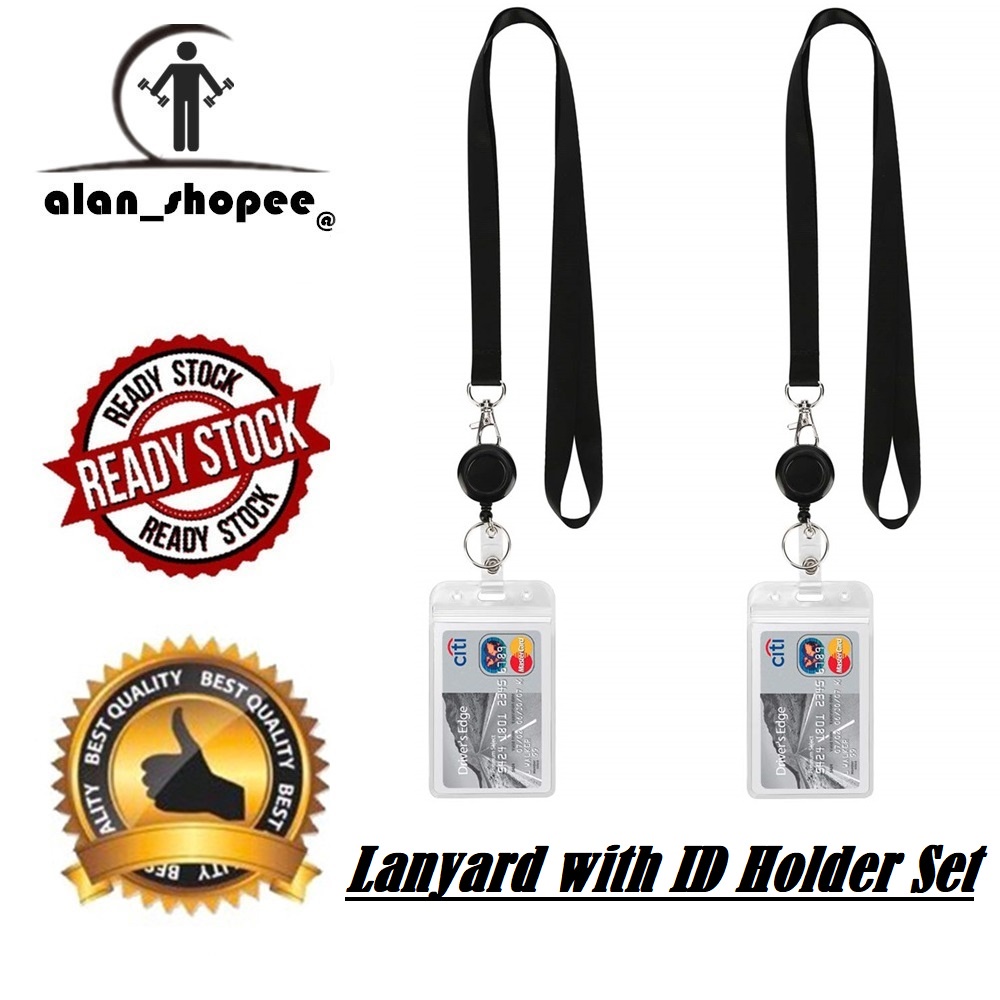 Cheap 1 Set ID Badge Holder with Lanyard And Retractable Reel Clip