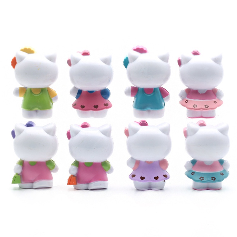 8pcs/kit Hello Kitty Dolls Miniature Figures Cake Topper Decoration ...